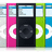 Pixelated image of multiple colorful MP3 players with text stating 'The 4 GB's are my life!!!' on a dark blue background.