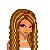 Pixel art of a female character with long brown hair, purple eyes, and white top standing next to text reading "No Slut Here!" on white background.