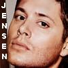 Close-up of a person's face with visible skin texture and partial ear, vertical white text 'JENSEN' on left edge.