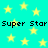 Cyan background with yellow stars and black text reading "Super Star Super Star" repeated twice.