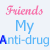 A contact sheet of 10 animated frames showing a text-based icon with repeated phrases in pink and blue fonts over a white background, arranged in a grid layout.