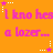 Static pixel art icon with orange background featuring pink text and star/dot accents.