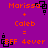 Purple background with orange text reading "Marissa + Caleb = BFF 4ever" repeated in a pattern, surrounded by black square-shaped pixel clusters