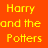Yellow pixelated text on bright orange background reads "Harry and the Potters Can't Stop The..." with "The Dark Lord ROCK 7" in separate