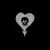Animated heart-shaped icon with a central skull figure, displaying sequential pixelation effects