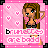 Pixelated cartoon woman with long brown hair, pink earrings, and black top against pink heart-patterned background; text "brunettes are bad" below.