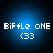 Four identical blue circular icons with white pixelated text 'BiFfLe oNE' and '<33' on a dark background.