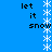 Blue background with black text 'let it snow' repeated four times and white star-like symbols arranged vertically in the center.