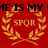 Red background with golden laurel wreaths and text elements including 'SPOR' within each wreath, partial black text at top and bottom edges.