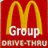 Red background with yellow McDonald's logo and white text 'Group DRIVE-THRU' on left, pixelated yellow text on right reading "I gots' a cravin for a # nine like my shoe-- nine? We got Grilled and Crispy Numba nine? Which Numba".