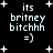 Black background with white pixelated text and stars; two identical side-by-side display 'its britney bitchhh =)' in varying styles including asterisks, plus signs, and colons