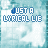 identical pixelated icons with blue text 'JUST A LYRICAL LIE' over a light blue and white cloud-like background