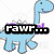 Pixelated dinosaur icons with text overlays showing different poses and backgrounds.