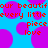 Blue background with purple circular shapes and red pixelated text reading 'our beautifour beautif every little every little piece love' repeated.