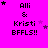 A bright pink background displays repeated text "Ali & Kristi BFFLS!!" with varying star positions across a