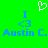 Green background with blue text and white pixel art heart above two identical text blocks reading 'I <3 Austin C.'