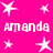 A static image with a bright pink background featuring white star shapes and repeated text "amanda" in pixelated font.