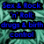 Pixelated blue text on a green textured background with partial gray overlay, displaying phrases about sex, drugs, and rebellion.