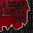 Red and white pixelated icon with 'I kinda Love you' text in a jagged border, repeated