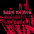 Four identical red pixelated text on black background with 'SAVE ME NOU BEFORE IT'S TO LATE...' and abstract cityscape shapes