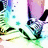 Animated icon shows a stylized figure with purple hair and black accents against a bright, pixelated background with green and blue elements.