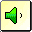 Green speaker icon with sound waves on light yellow background, showing sequential animation frames of sound wave expansion and contraction.