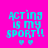 Four display identical pixelated text 'ACTING IS MY SPORT!!' with two hearts below, each on a different solid background color