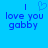 Blue background with pixelated text 'I love you gabby' and a heart symbol above the first line, duplicated side-by-side.