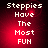 Four identical display white pixelated text on a red gradient background with subtle dark edges