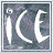 nine square displays the word "ICE" in white stylized letters against varying blue and gray backgrounds with pixelated textures