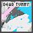 Pixelated text-based animation with blue, white, and pink background showing sequential apology phrases.