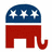 Red elephant with blue starry headpiece on white and black backgrounds, showing two static states of the same icon.