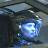 A 48x48 pixel animated contact sheet showing two frames of a Battlestar Galactica-themed buddy icon with a blue-lit character face and a glowing spaceship against space background.