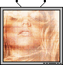 Animated sequence of a person with long light brown hair in warm-toned pixelated frames showing shifting facial expressions and partial body views.