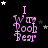 nine identical pixelated icons showing pink text "I Wooh Bear" with stars scattered around on a black background, each icon in a layout