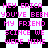 Pixelated text in bright pink reads 'HEY ERICA YOU'VE BEEN MY FRIEND SINCE WE WERE NINE' over a black-and-white checkered background.