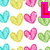 six heart-themed images with text overlays, featuring various heart shapes and color schemes