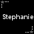 Black background with white pixelated text "Stephanie" repeated twice, surrounded by small star and dot patterns in various positions.