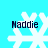 Four identical pixelated snowflakes with 'Maddie' text on a cyan background, each showing slight variations in snowflake shape and text positioning across observations.