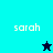 Pixelated icon with four quadrants showing 'sarah' text and star symbols on cyan, teal, dark blue backgrounds.