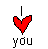 Pixelated 'I you' icon with heart symbol in red, orange, yellow, green, blue, pink, and light pink variations.
