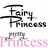 Pixelated text reads 'Fairy Princess' in black and pink hues with a star symbol between the words, set against a white background.