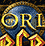 A repeating pattern of stylized text and symbols on a blue circular background with gold borders.