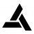 Black geometric shape composed of three angular segments forming a stylized triangular structure on white background.