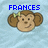 Pixelated monkey face with brown fur, light brown face, and green hair clips, set against a light blue background with blue text above.