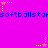 A static image with a bright purple background featuring repeated blue text and scattered yellow star icons.