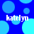 Blue background with light blue circles; four instances of the text 'katelyn' in white pixelated font.