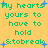 Pixelated green text on yellow background with blue star accents, displaying 'My hearts yours to have to hold &tobreak' in multiple repeated