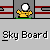 Pixelated yellow figure with white head on green base, multiple poses including standing, jumping, and falling with red splatter effect.