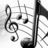 Black-and-white musical icon with treble clef, notes on staves, and 'Do Re Mi' text in three positions.